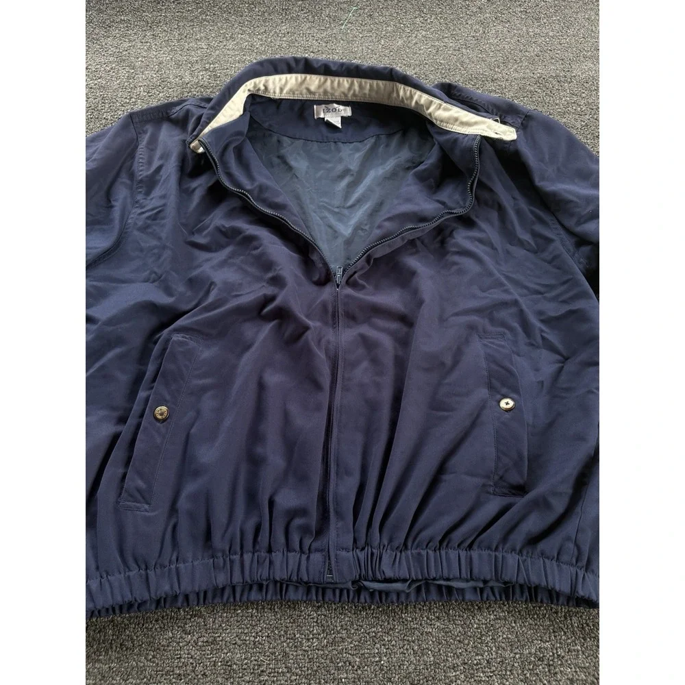 Vintage Izod Golf Navy Jacket Size Large Zip Up Long Sleeve Pockets Lined